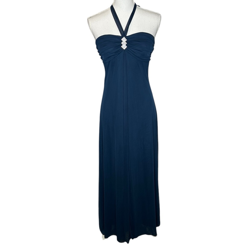 Taboo navy high wasted halter neck evening dress size 9/10